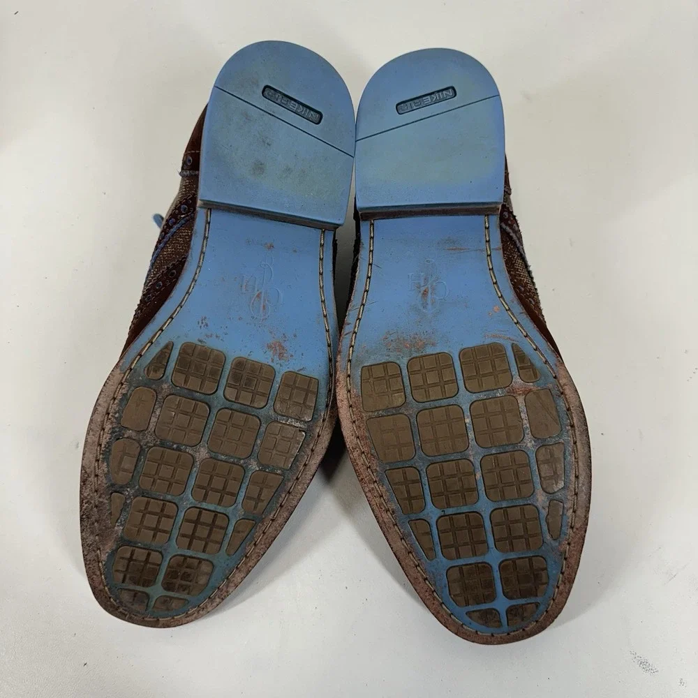Cole Haan Brown Blue Wingtip Derby Dress Shoes C11518 Men Size 8.5 W‎ Nikeair